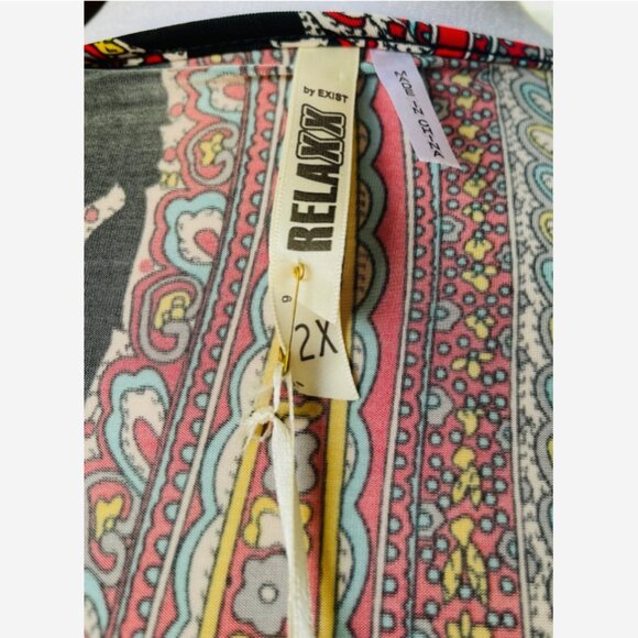 Relaxx by Exist Black Red Paisley Dress 2X NWT Boho Chic - Picture 9 of 10